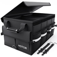 HOTOR Car Trunk Organizer - Foldable Trunk Organizer for SUV, Car Storage with Reflective Strips & Securing Cover, Large Capacit