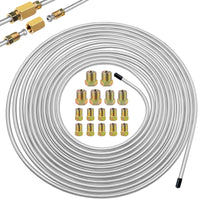 Eoppen 3/16inch x 25 ft Brake Line Tubing Kit Flexible Zinc Coated Alloy Brake Line Tubing Coil with 16 Inverted Flare Fittings