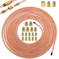 Eoppen 3/16inch x 25 ft Brake Line Tubing Kit Flexible Copper Coated Alloy Brake Line Tubing Coil with 18 Inverted Flare Fitting