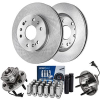 Detroit Axle - Front Disc Rotors Wheel Hubs + 24pc Lug Nuts w/keys Replacement for Suburban Silverado Sierra Yukon XL 1500 Tahoe