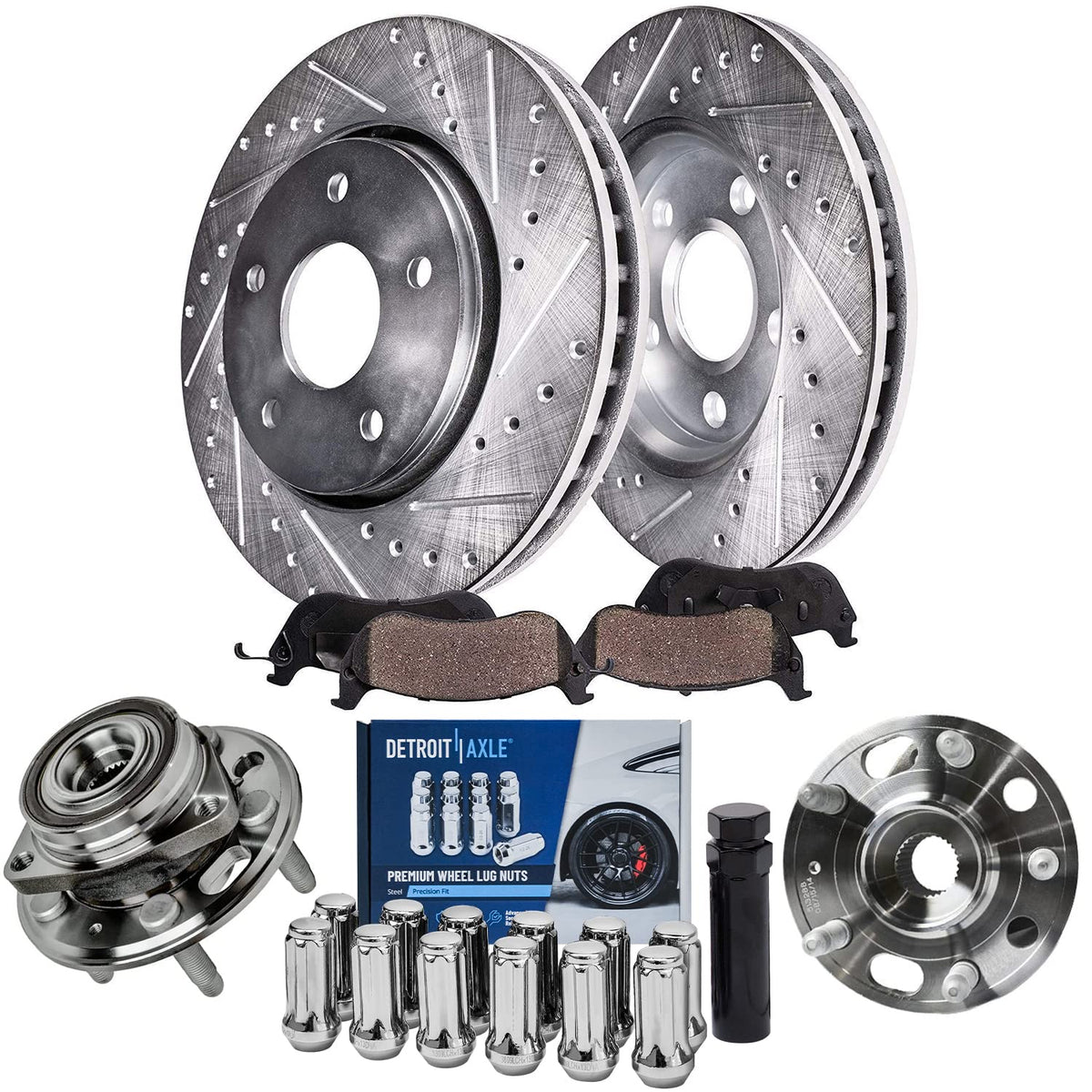 Detroit Axle - Front Wheel Bearing Hubs Brake Kit for Chevy Malibu Impala Equinox GMC Terrain Buick Regal LaCrosse 12.64 inch Br