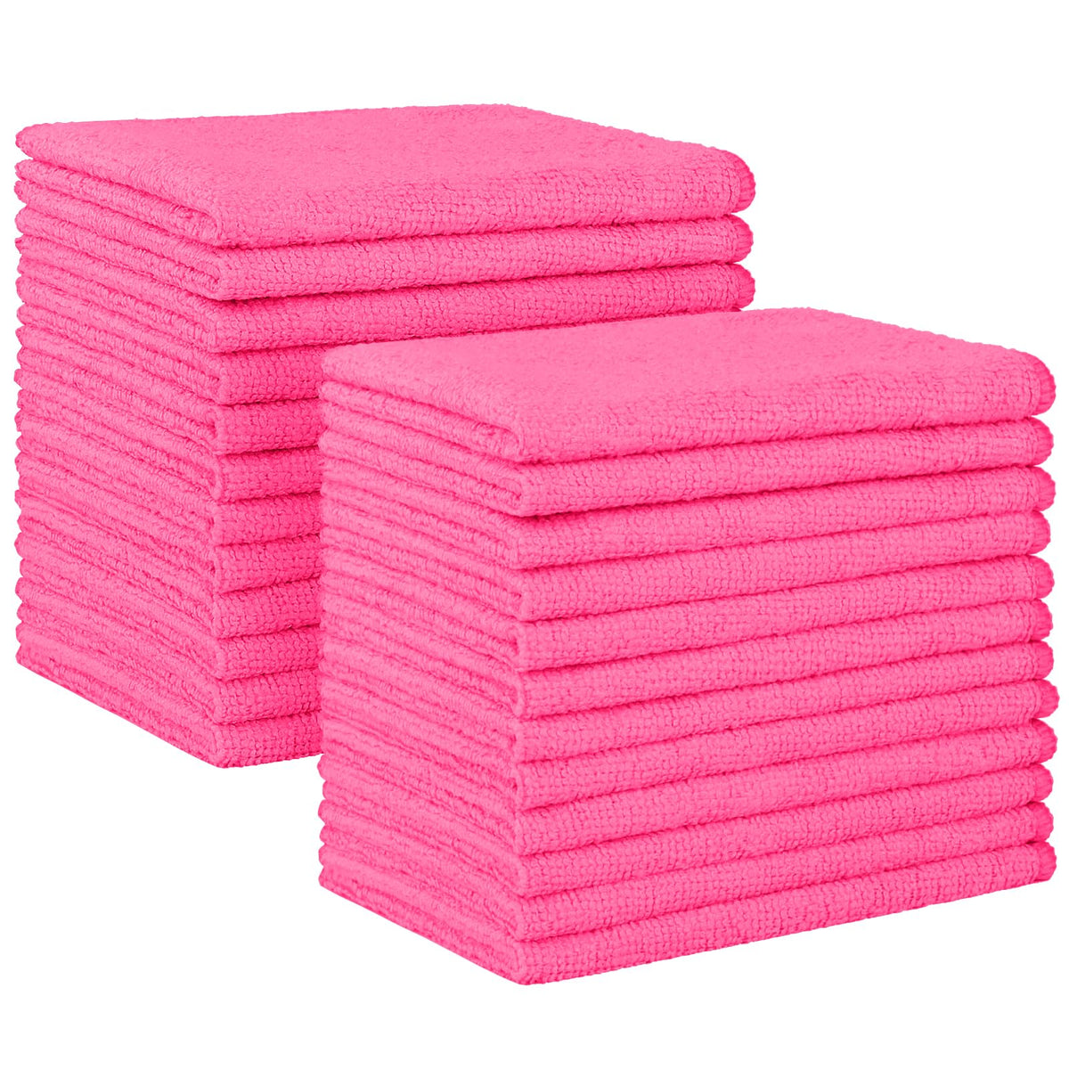 HOMEXCEL Pink Microfiber Cleaning Cloth, 24 Pack Absorbent Cleaning Rags, Lint-Free, Streak-Free Cleaning Towels for Car Kitchen