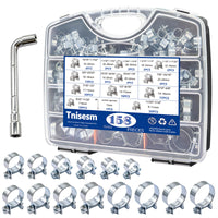 Tnisesm 158Pcs Mini Fuel Injection Hose Clamps Adjustable 7-34mm 14 Sizes Fuel Line Clamps Assortment Kit,Hoses Clamps Sleeving,