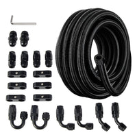 EVIL ENERGY 6AN Fuel Line Kit, 6AN Nylon Braided Fuel Line Hose Fitting Kit CPE 16FT Black